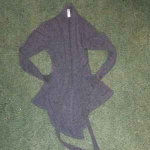 Charcoal Open Front Cardigan